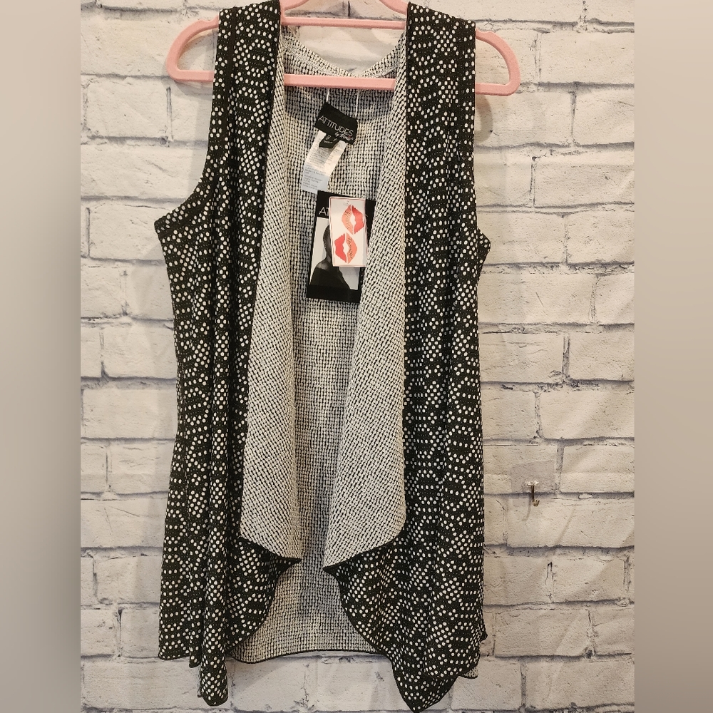 ATTITUDES By Renee | Reversible Knit Sleeveless Cardigan